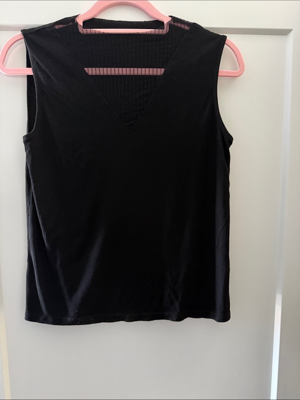 Women’s Black V-Neck Ribbed Tank Top
